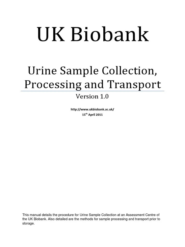 Urine Sample PDF Refrigerator