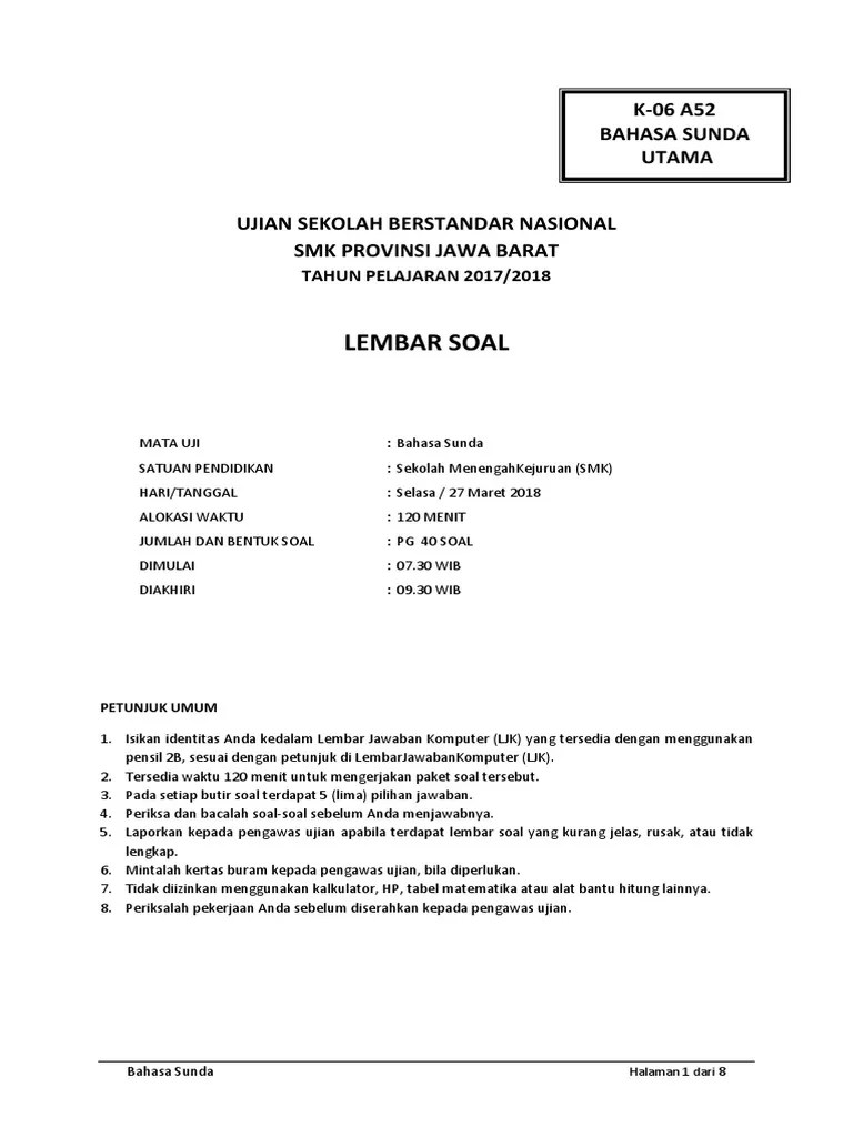 SOAL USBN BAHASA SUNDA Ok | PDF