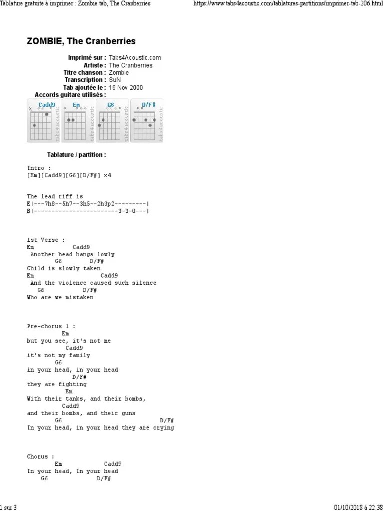 Cranberries Zombie Song Structure Songs