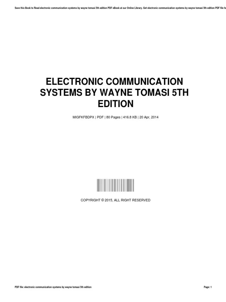 Electronic Communication Systems by Wayne Tomasi 5th Edition