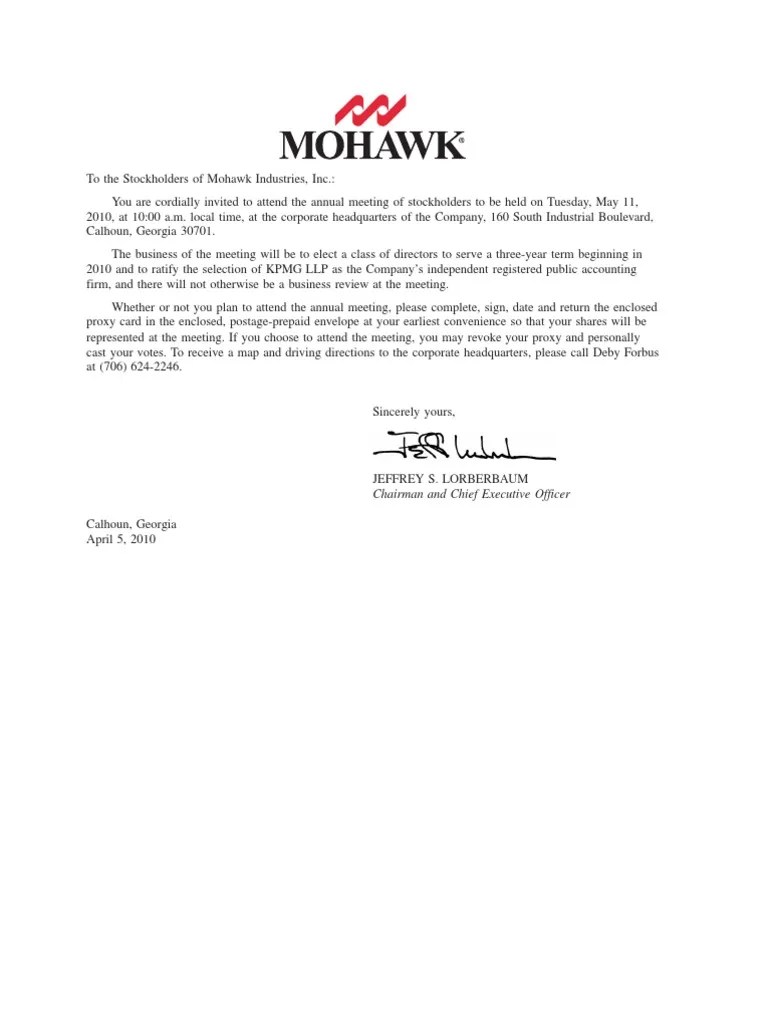 MOHAWK Proxy Statement PDF Proxy Voting Board Of Directors