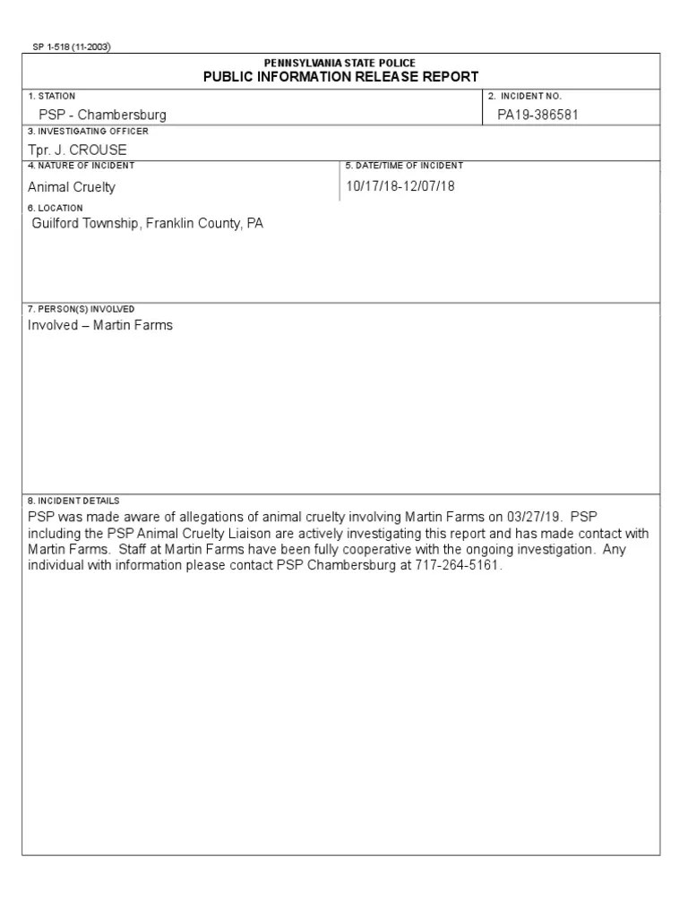 Pa State Police Report