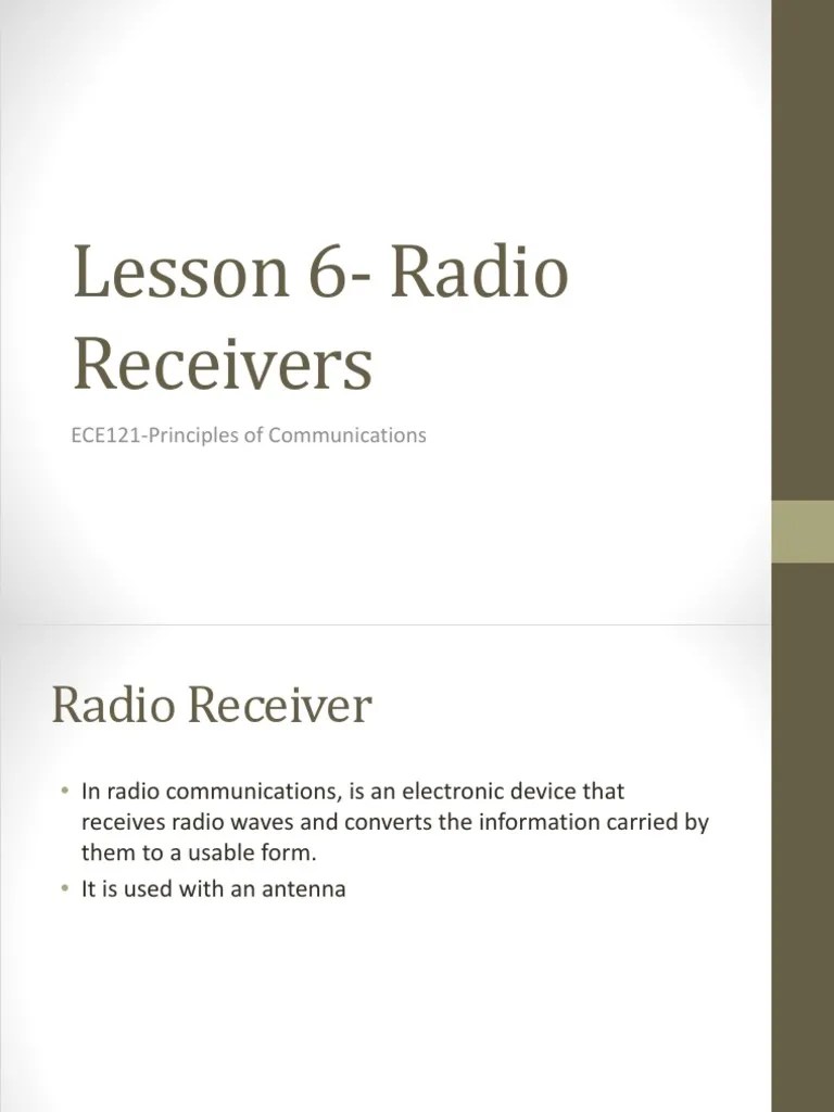 Lesson 6 Radio Receivers PDF Detector (Radio) Amplifier