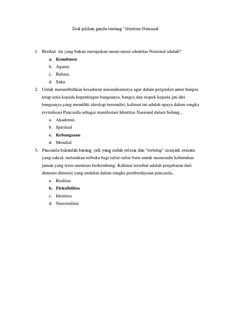 Soal Essay Tentang Identitas Nasional