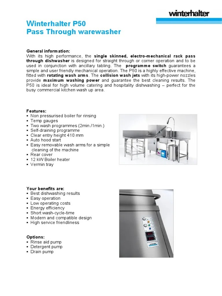 The Winterhalter P50 Pass Through Dishwasher A HighPerformance