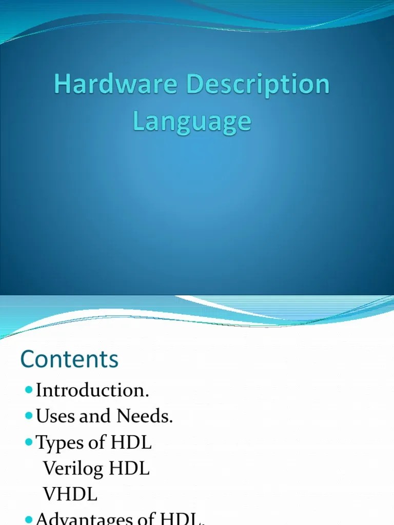 Hardware Description Language PDF Hardware Description Language Vhdl