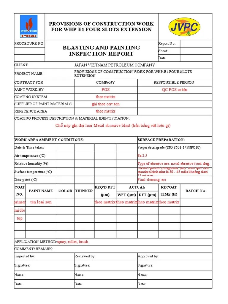 Sample for Painting Report Paint Business Process