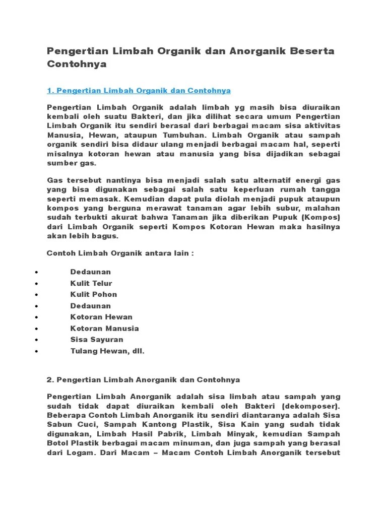 Limbah Anorganik Dan Organik | PDF
