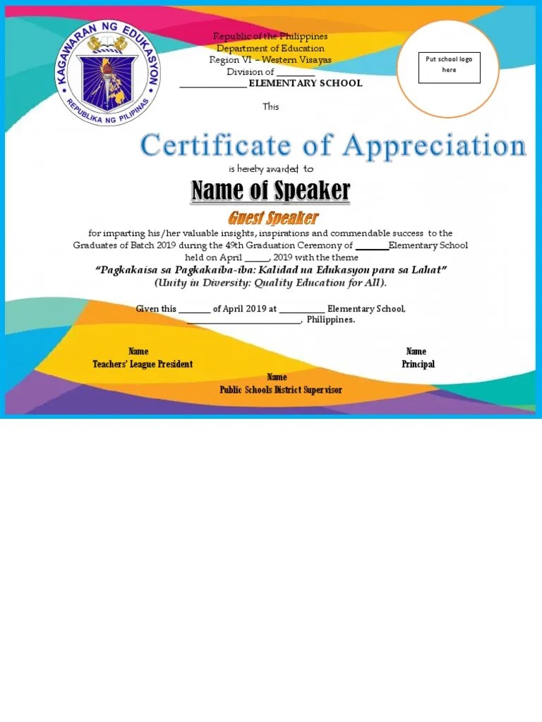 Certificate For Graduation Guest Speaker Sample Only by Jenrap PDF