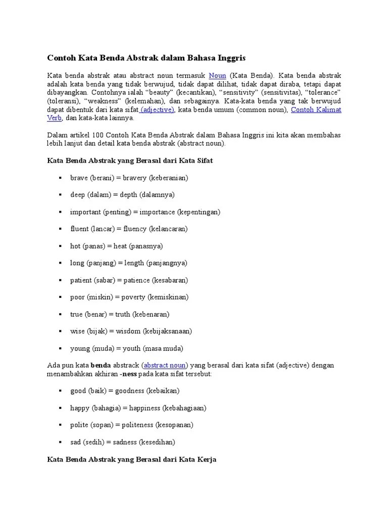 Contoh Kalimat Kata Benda Dalam Bahasa Inggris – Berbagai Contoh