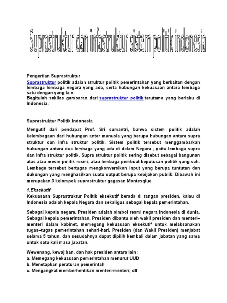Pengertian Suprastruktur Dan Infrastruktur Politik Dan Contohnya