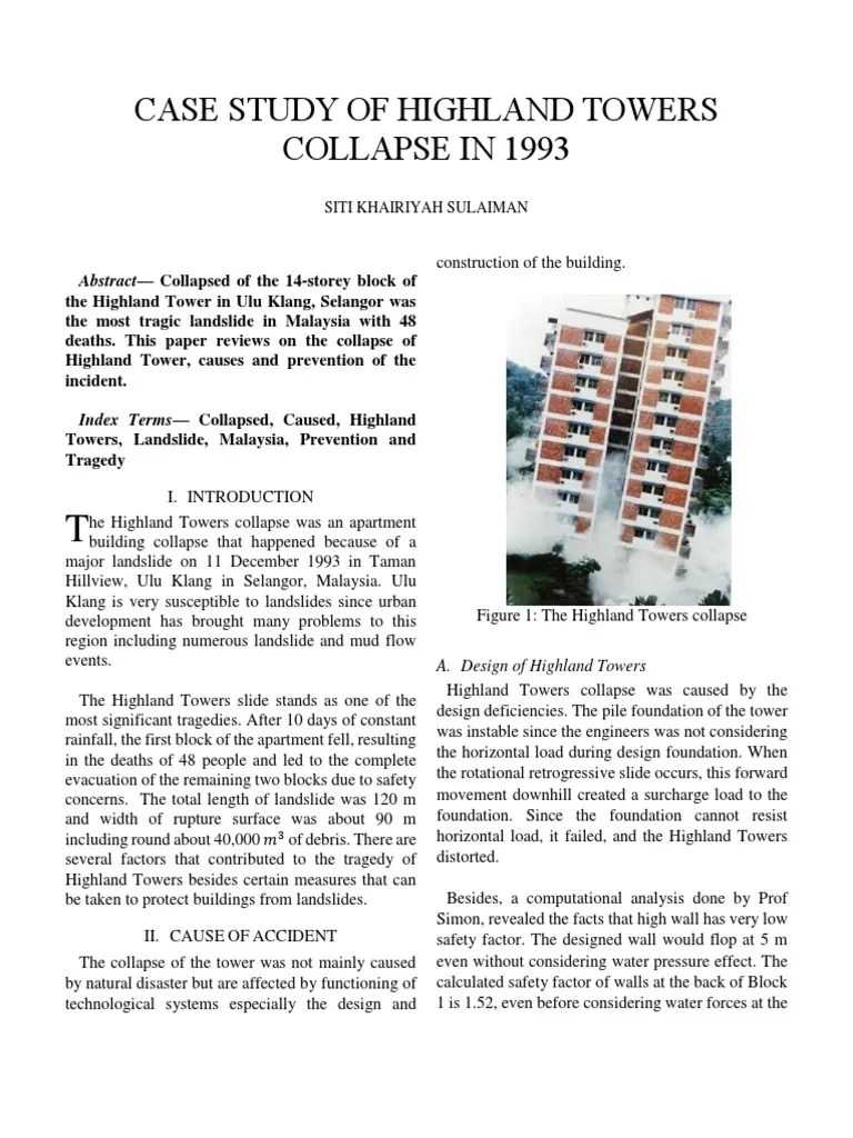 Case Study of Highland Tower PDF Landslide Disaster And Accident