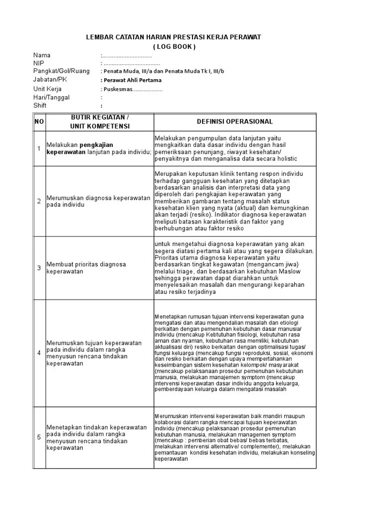 Lamp - Logbook Puskesmas (Perawat Ahli) | PDF