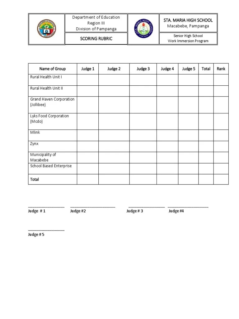 Criteria For Judging PDF Schools