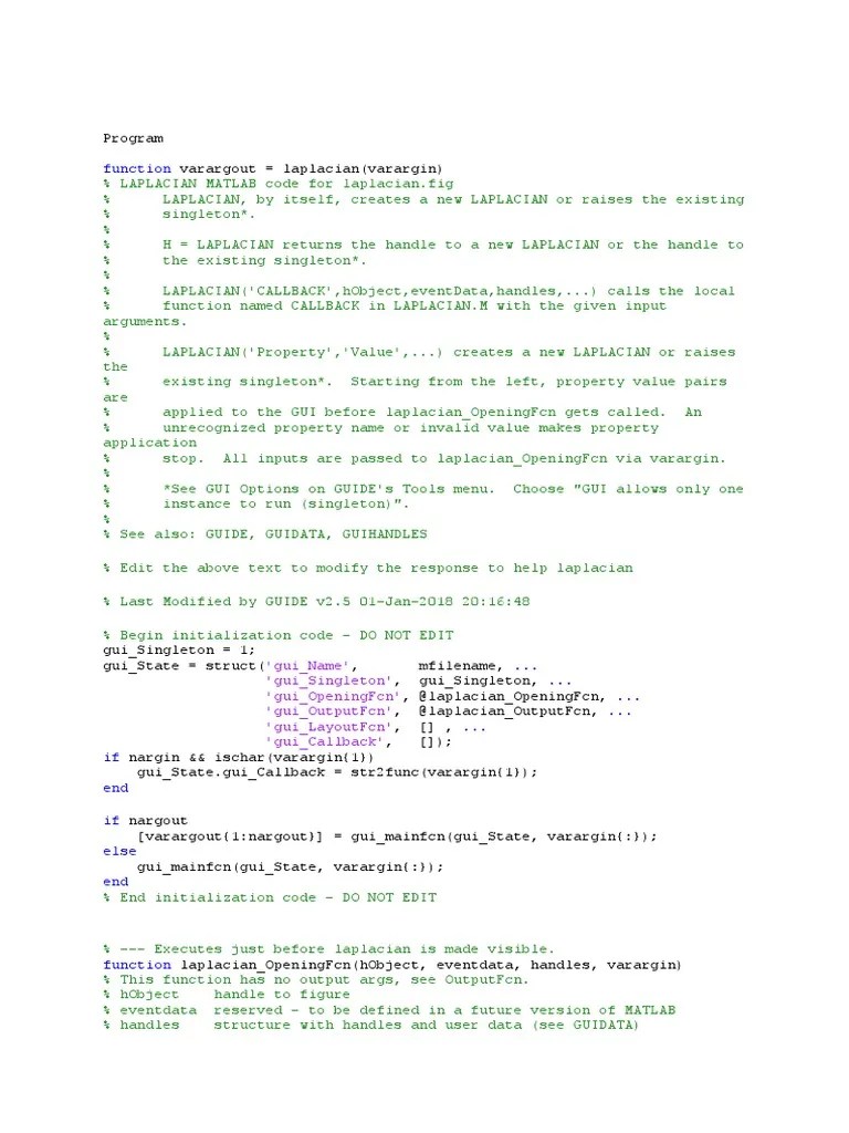 Function 'Gui Name' 'Gui Singleton' 'Gui Openingfcn' 'Gui