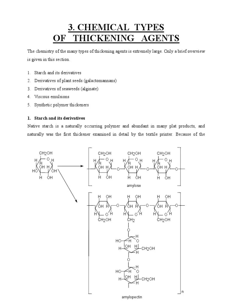 005 Chemical Types of Thickening Agents PDF Emulsion Starch
