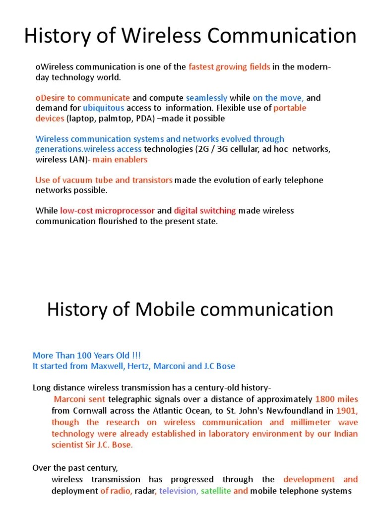 History of Wireless Communication PDF Radio Wireless