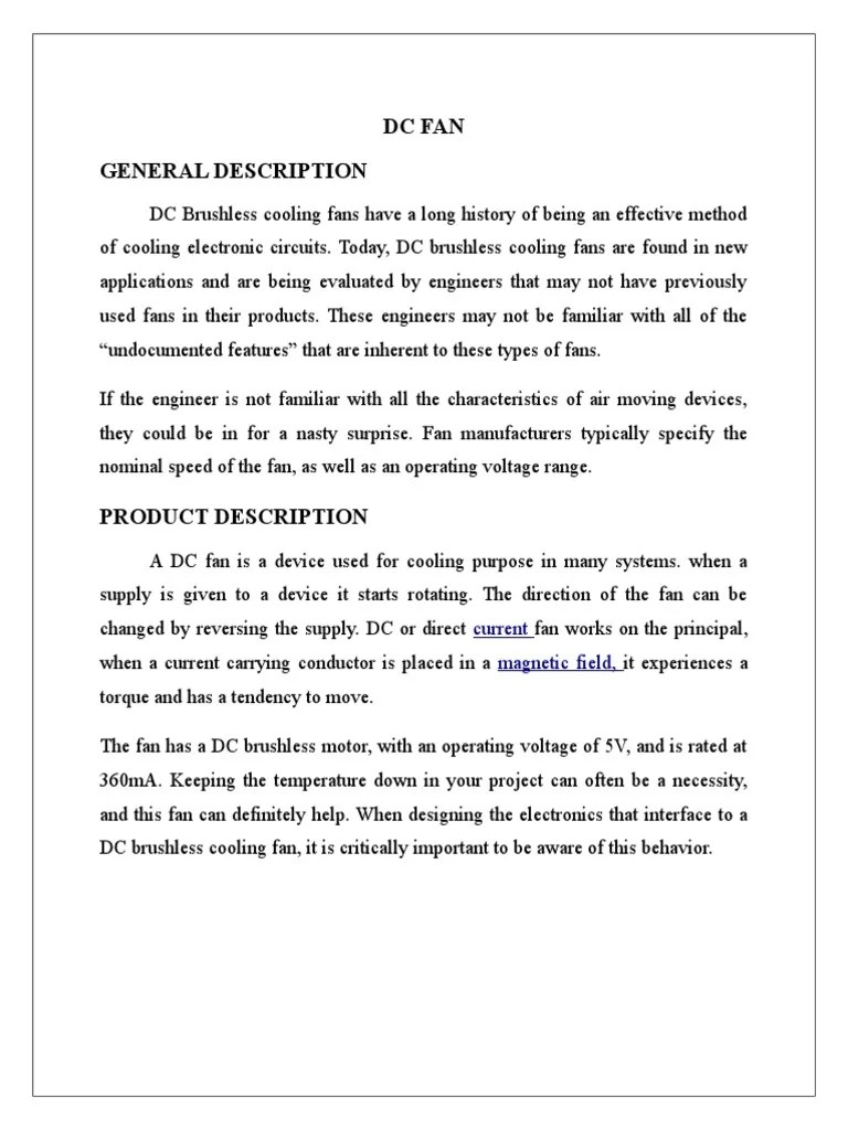 DC Fan General Description: Current Magnetic Field | PDF