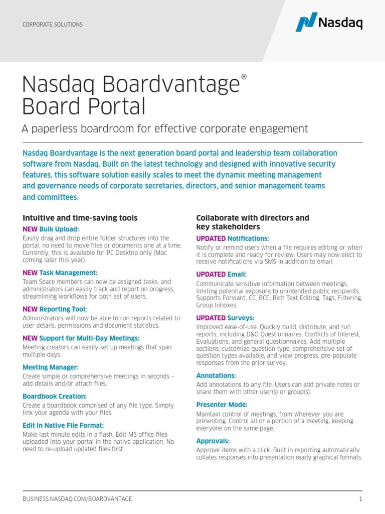 Nasdaq Boardvantage Factsheet.pdf Online And Offline Computer File