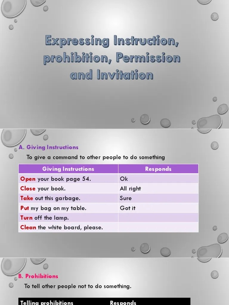 Instruction, Prohibition, Permission, and Invitation | PDF