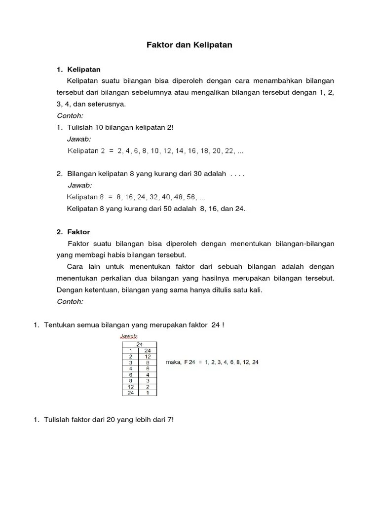 Ringkasan Materi MTK Kls 4 Sem 1 | PDF