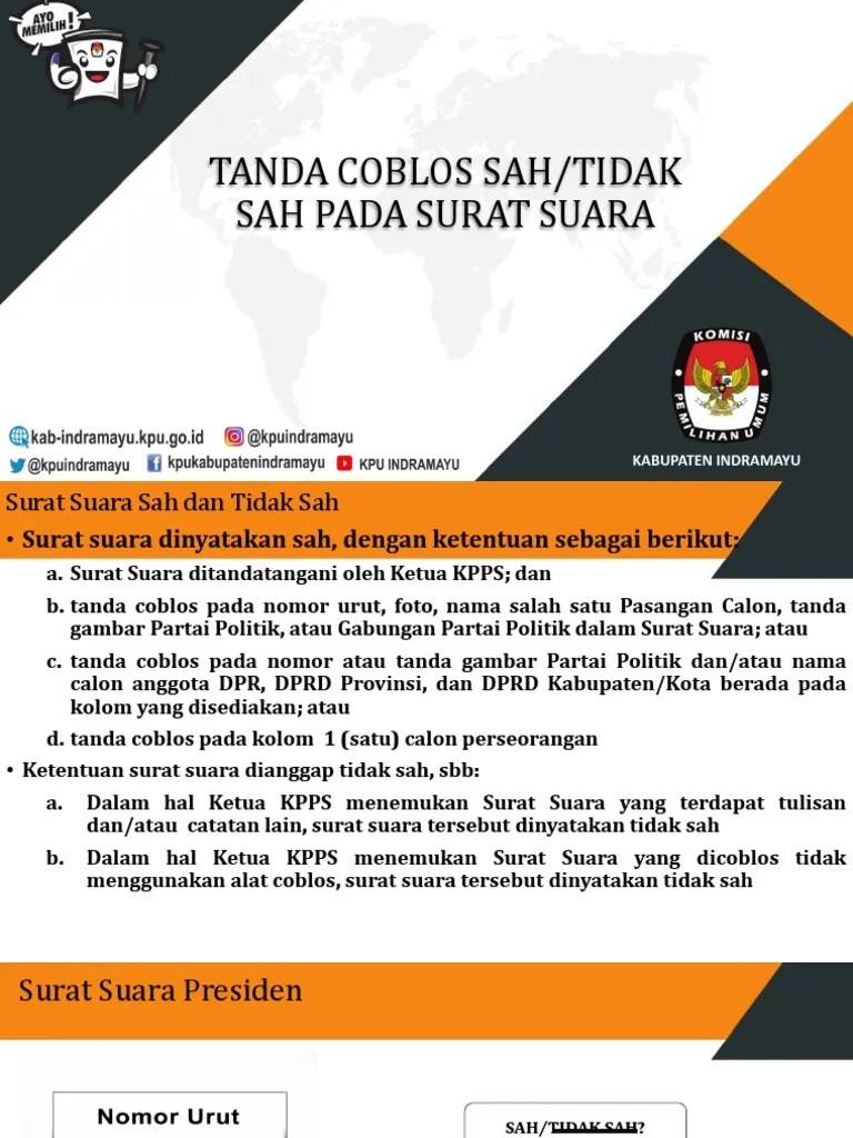 Surat Suara Sah Dan Tidak Sah Pemilu 2019 Pdf Contoh