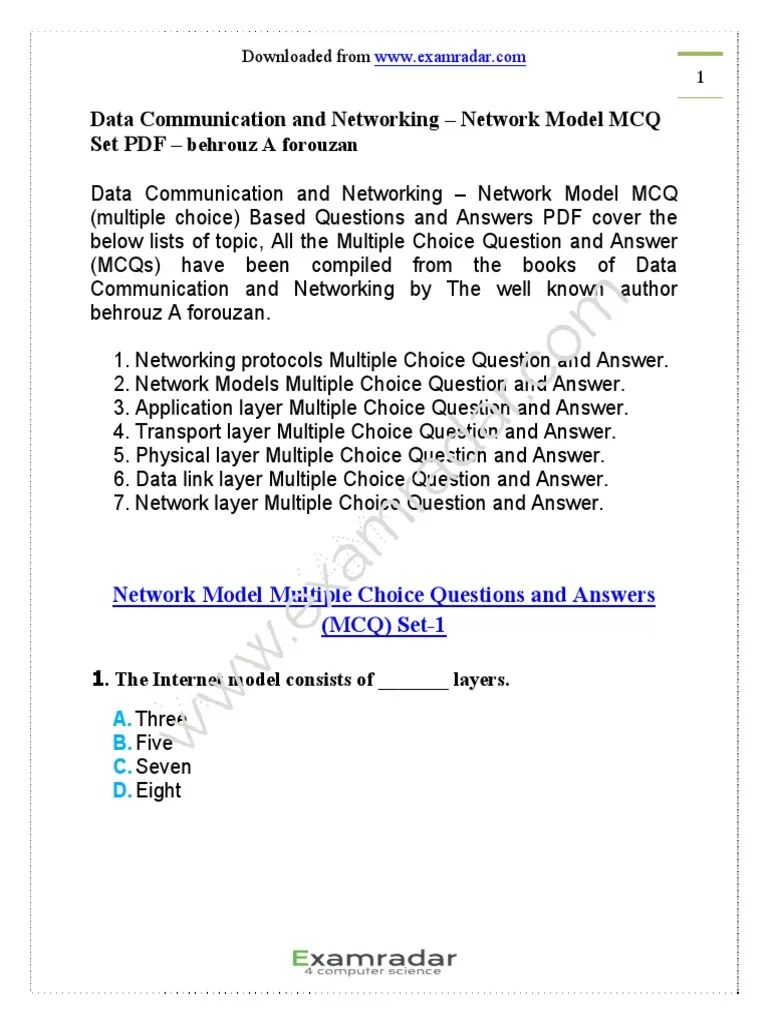CH 2 Data Communication Networking Network Model Multiple Choice