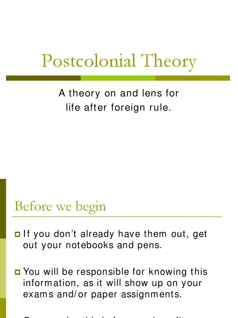 Post Colonial Theory Ppt Postcolonialism Colonialism