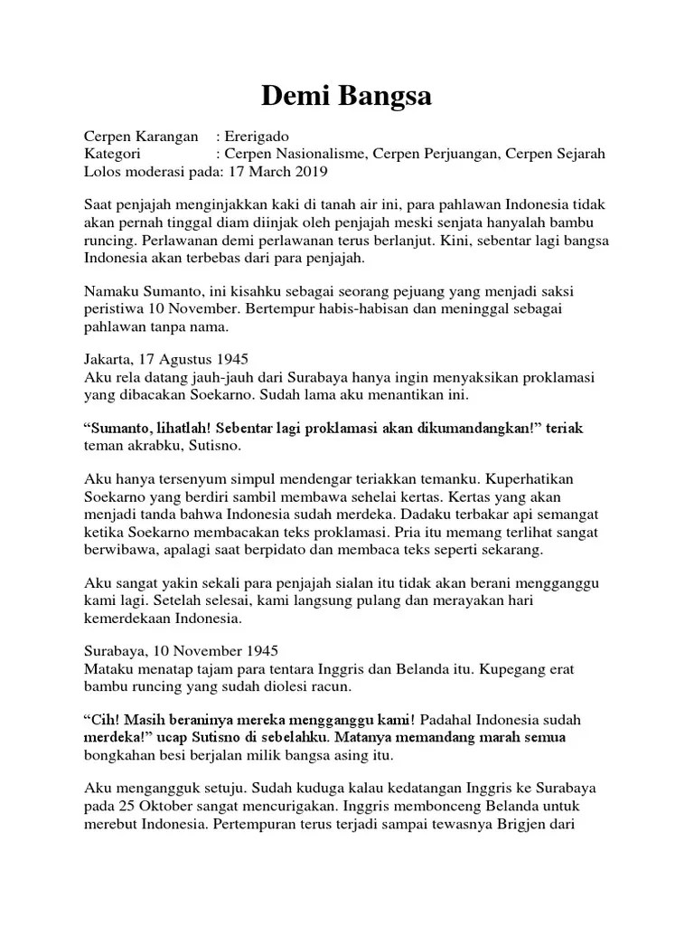 Cerpen Sejarah Pahlawan Soal