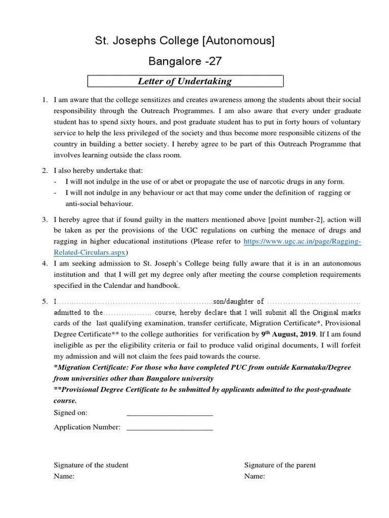 Letter of undertaking.pdf Postgraduate Education University And