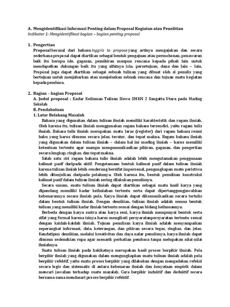 Materi Proposal Kelas Xi | PDF