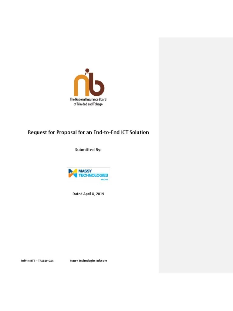 NIB EndToEnd ICT Solution 04 19 PDF Request For Proposal Insurance