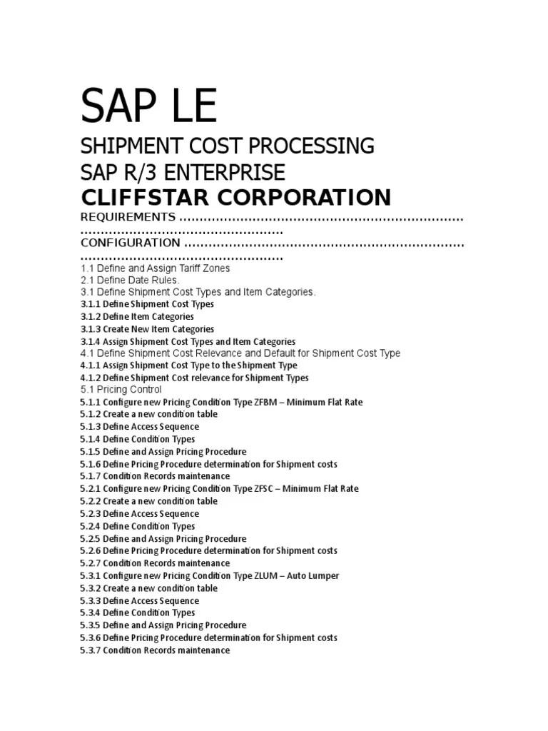 SAP LE Shipment Cost Processing PDF Logistics Pricing