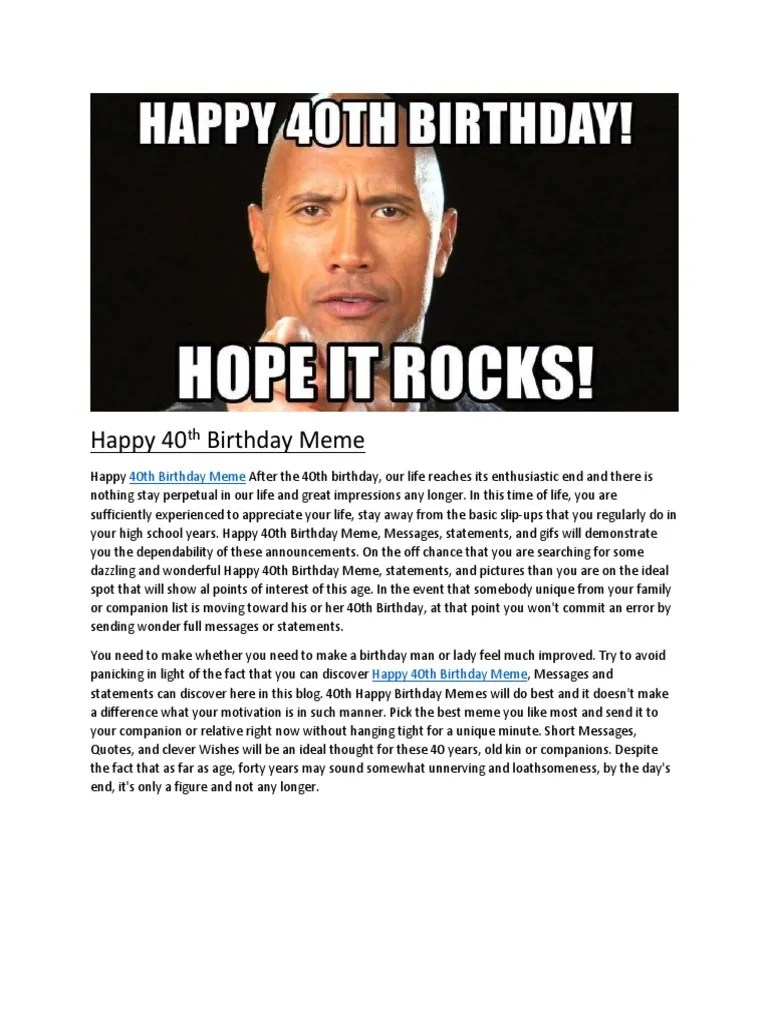 Happy 40th Birthday Meme Pdf