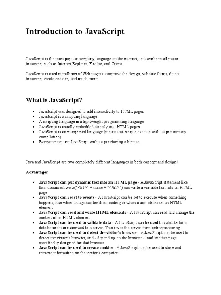 Javascript W3schools Java Script Control Flow