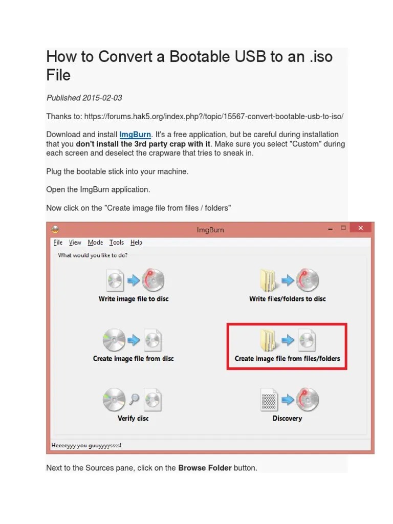 How To Convert A Bootable USB To An .Iso File