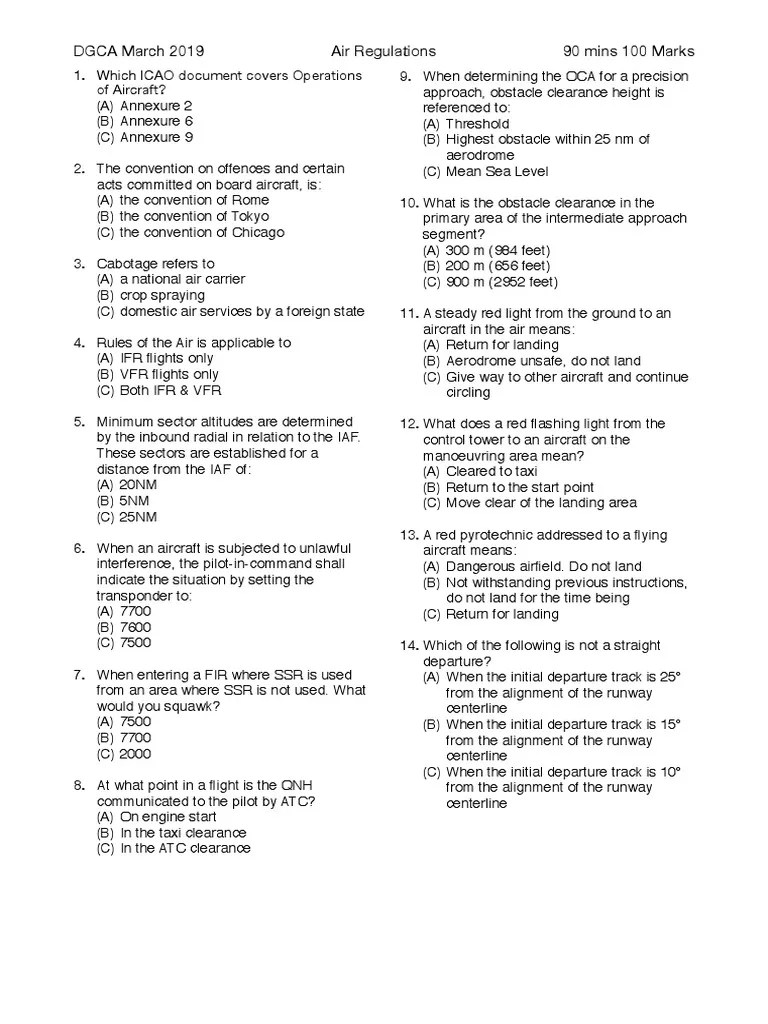 DGCA Air Regulations March 2019 Instrument Flight Rules Visual
