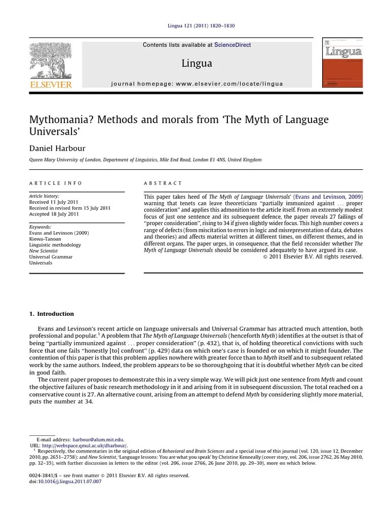 Harbour 2011 PDF Grammatical Number Sentence (Linguistics)