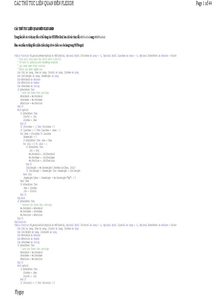 MSFlexgrid All Funs Subs PDF Boolean Data Type Control Flow