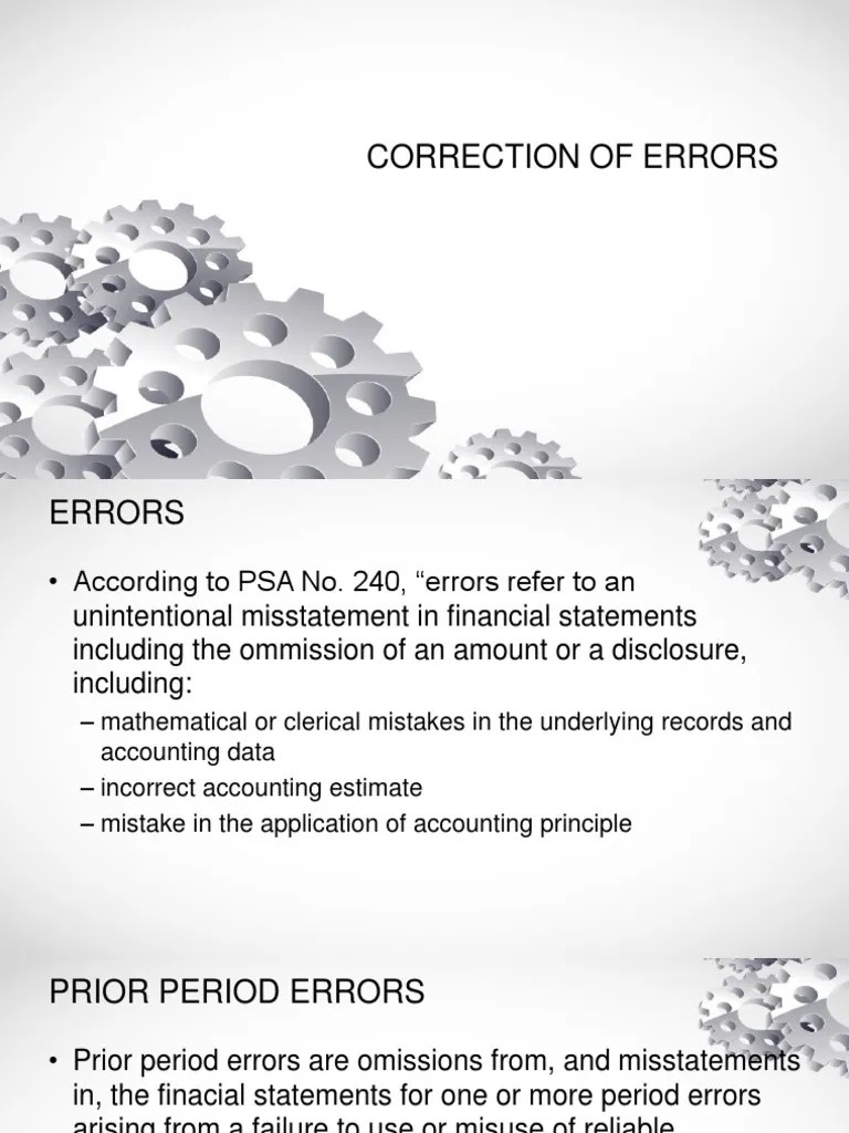 Basic Concepts in the Correction of Errors Accounting Treatment of