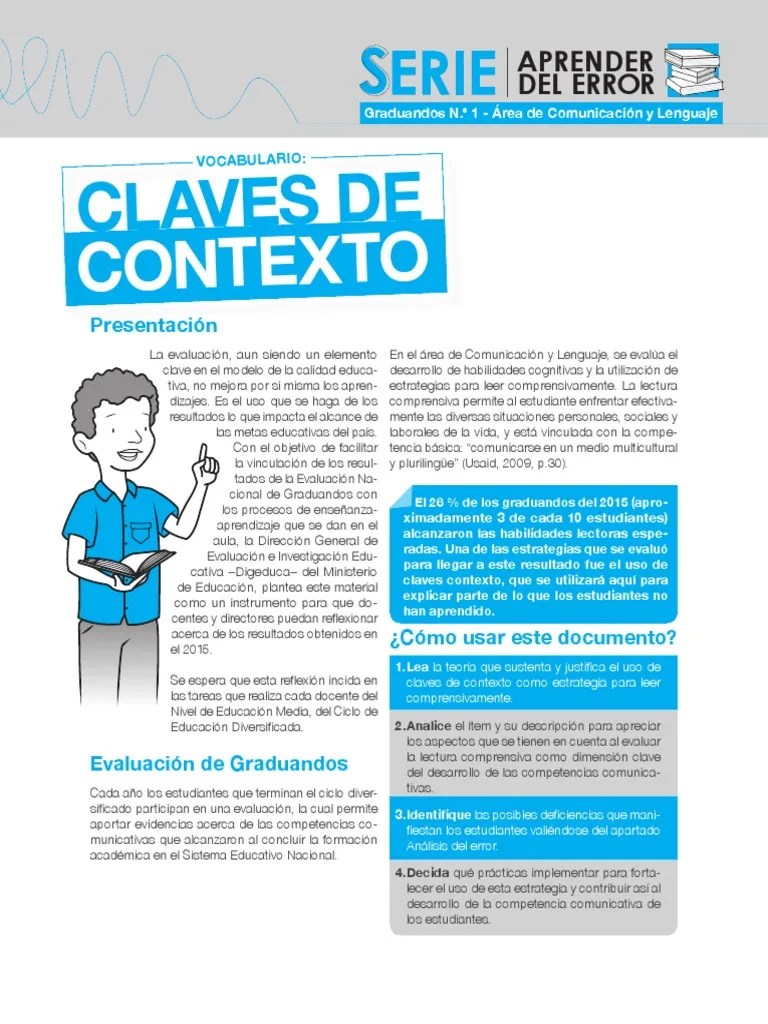 Claves de Contexto Comprensión lectora Aprendizaje