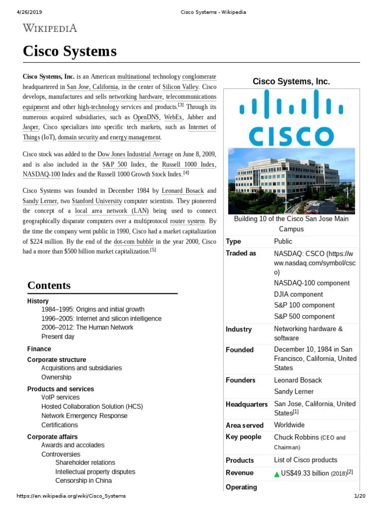 Cisco Systems Wikipedia PDF Cisco Systems Cisco Certifications