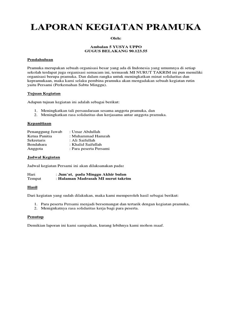 Laporan Kegiatan Pramuka | PDF