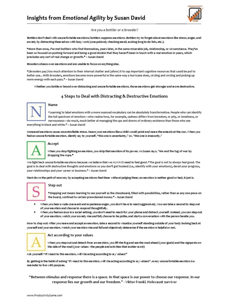 Insights from Emotional Agility by Susan David: 4 Steps to Deal with