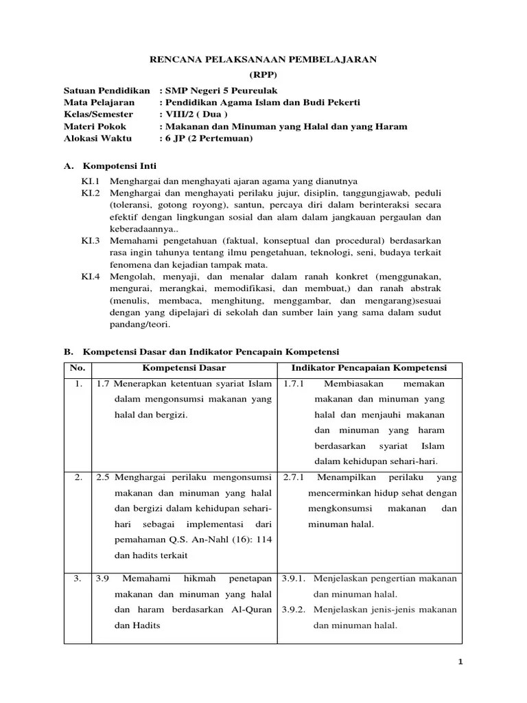 RPP 4 - Makanan Dan Minuman Halal | PDF