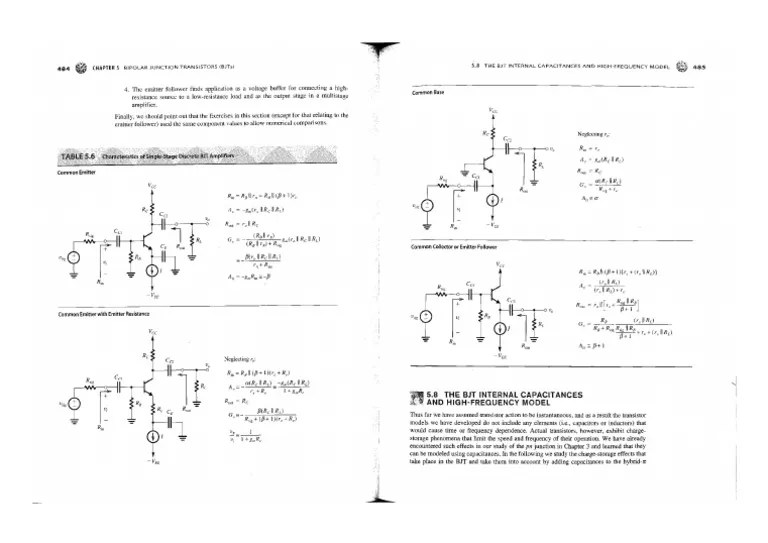 Bjt Small Signal Configurations Cheat Sheet Bipolar Junction Transistor Electrical Circuits