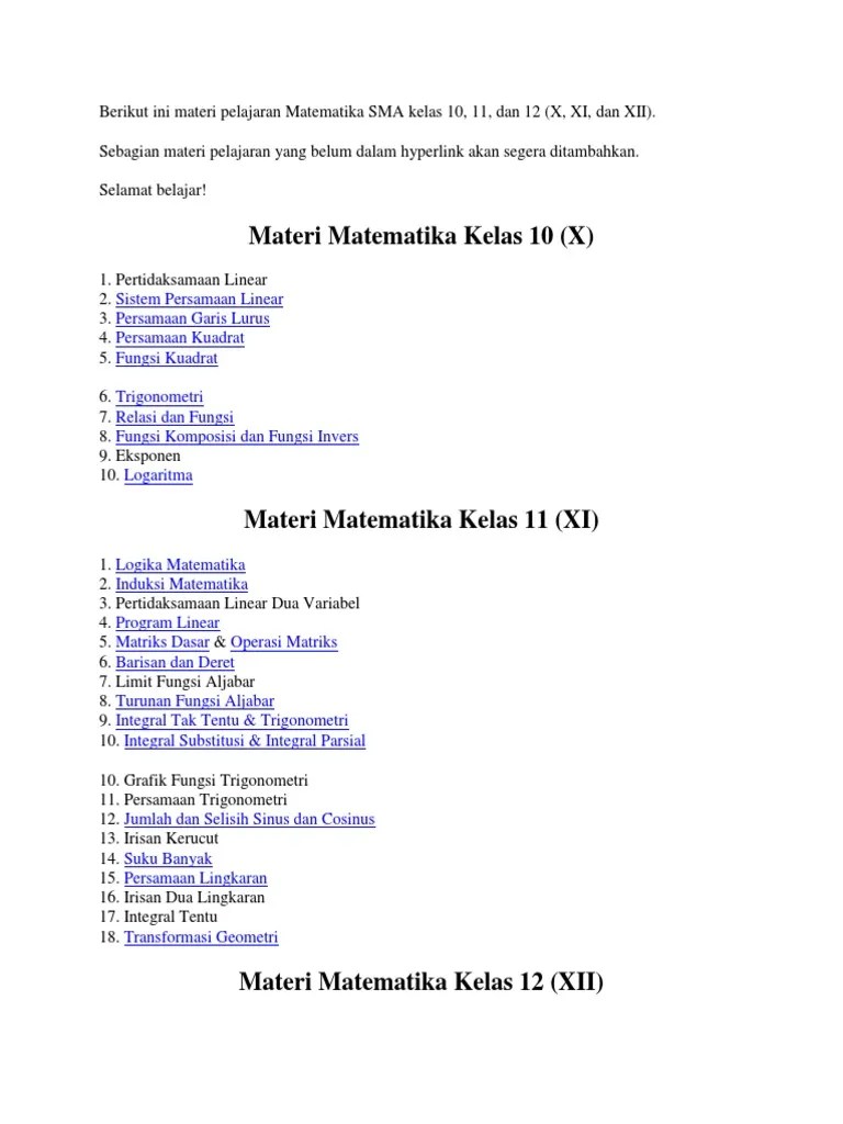 Materi Matematika Umum Kelas 10 Guru Paud
