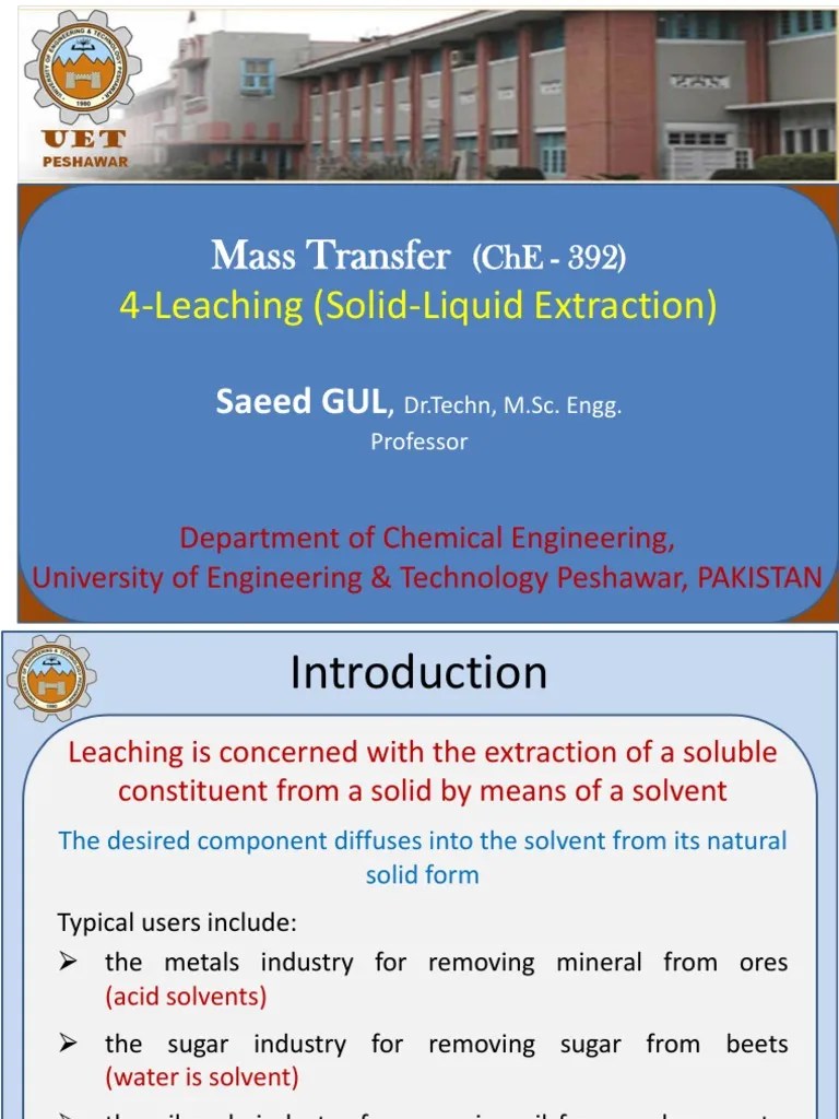 4 Leaching Solid Liquid Extraction PDF PDF Solubility Solution