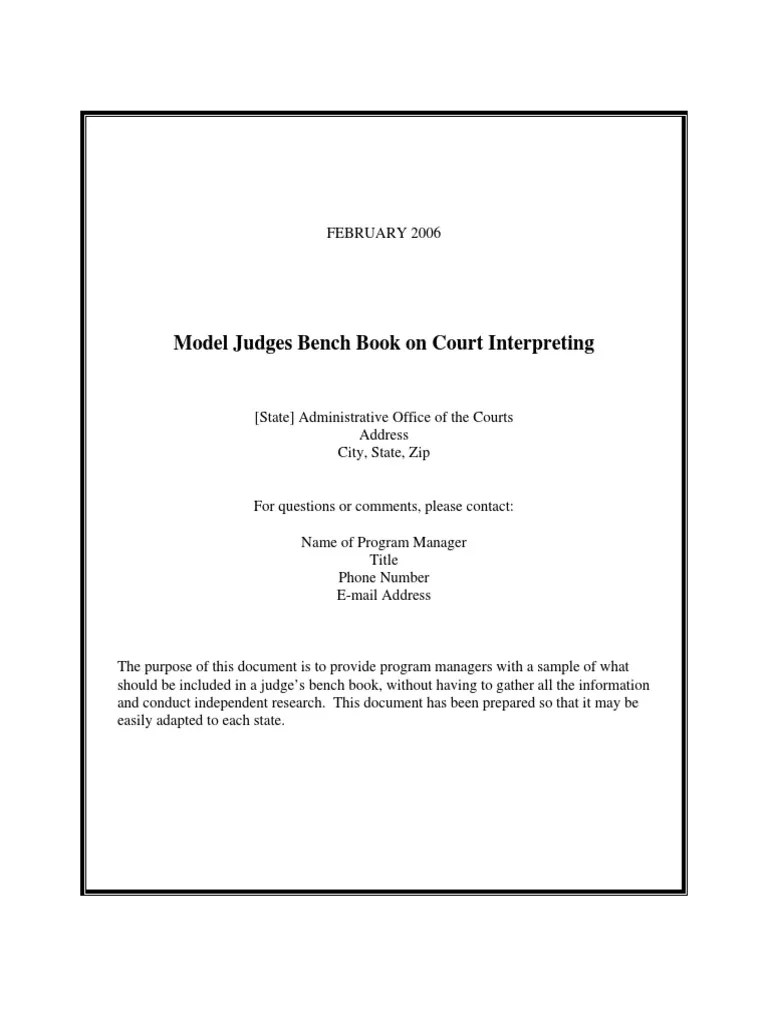 Model Judges Bench Book on Court Interpreting Civil Rights Act Of