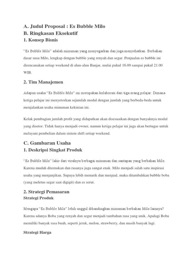 Proposal Usaha Milo | PDF